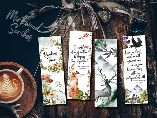Printable Watercolor Jane Eyre Set of Bookmarks