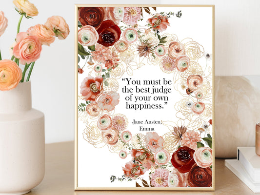 Jane Austen Floral Art Print