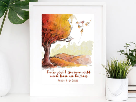 Anne of Green Gables World with Octobers Watercolor Art Print
