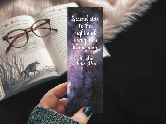 Peter Pan Watercolor Bookmark, Second Star to the Right