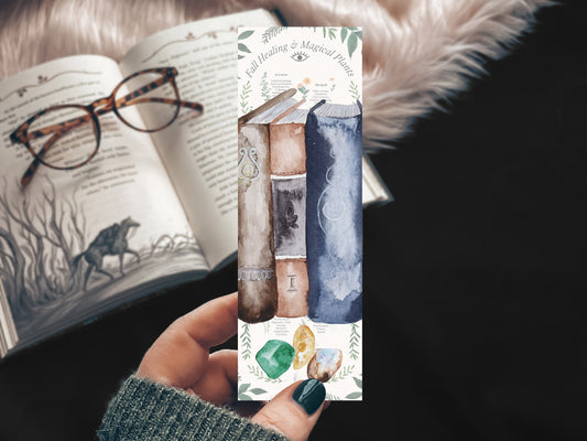 Spell Book Stack Watercolor Bookmark