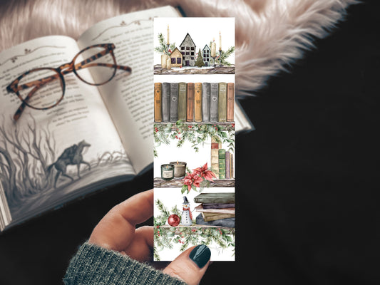 Cozy Christmas Bookshelf Bookmark