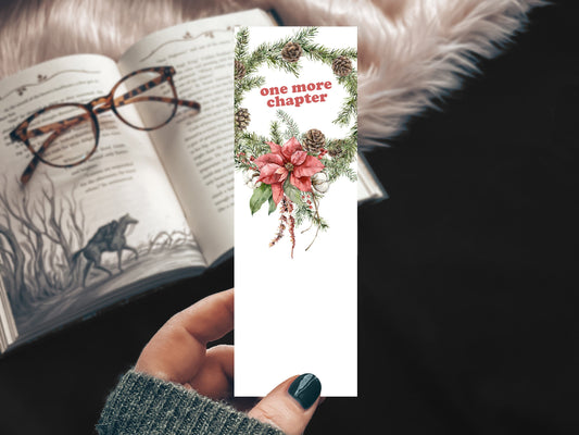 One More Chapter Cozy Christmas Wreath Bookmark