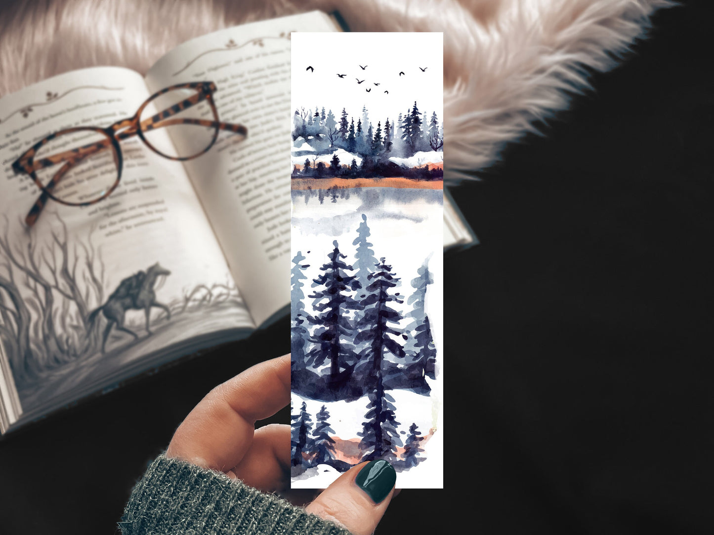 Winter Snow and Forest Landscape Bookmark