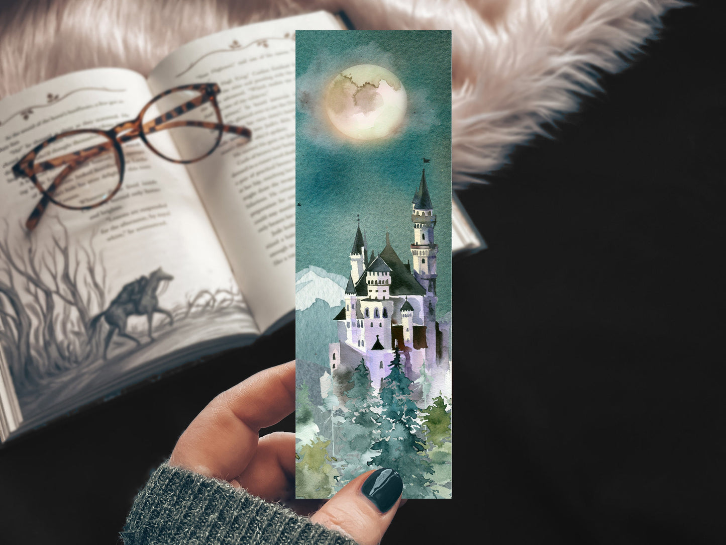 Fantasy Forest Castle Under the Moonlight Bookmark