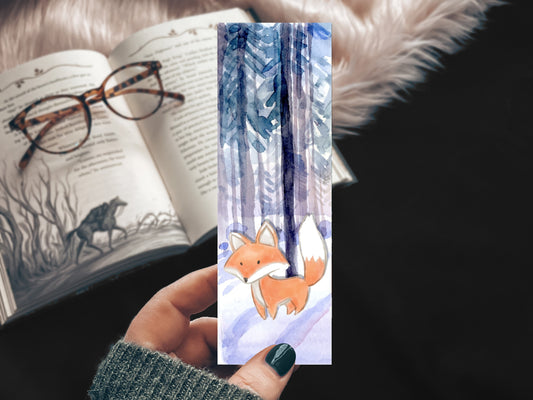 Snow Fox Watercolor Bookmark