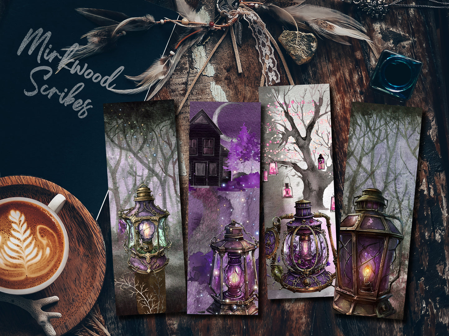 Halloween Haunted Lantern Watercolor Bookmark