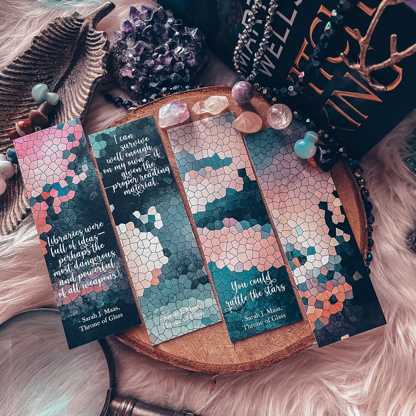 Printable Watercolor Throne of Glass Quote Bookmarks Set, Sarah J Maas