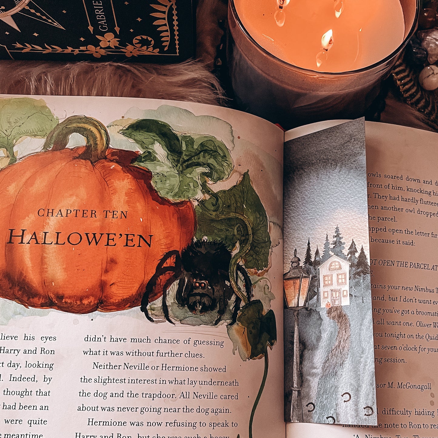 Fall Haunted House Watercolor Bookmark
