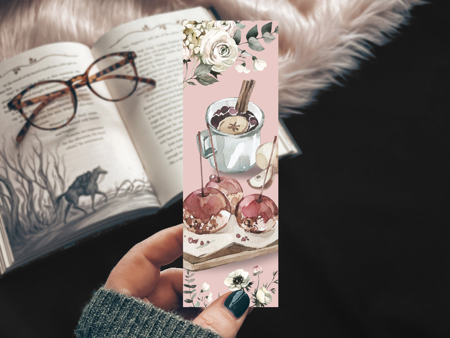 Candy Apples Watercolor Bookmark