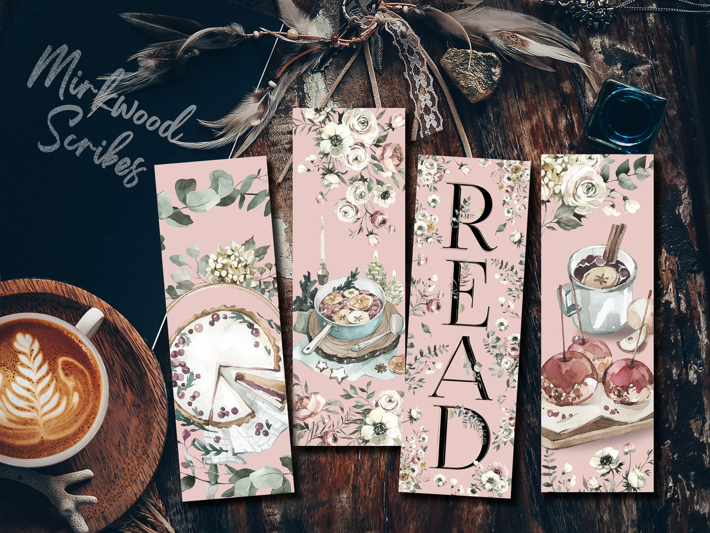 Spiced Cider Holiday Watercolor Bookmark