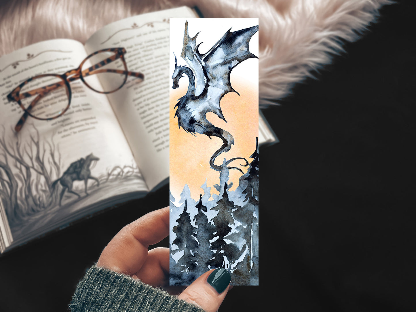 Epic Dragon Watercolor Bookmark