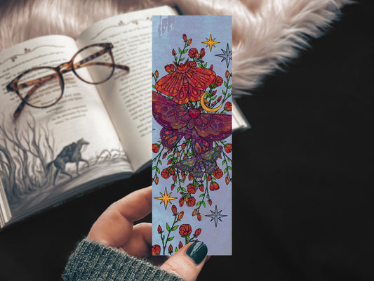 Floral Lunar Moth Bookmark