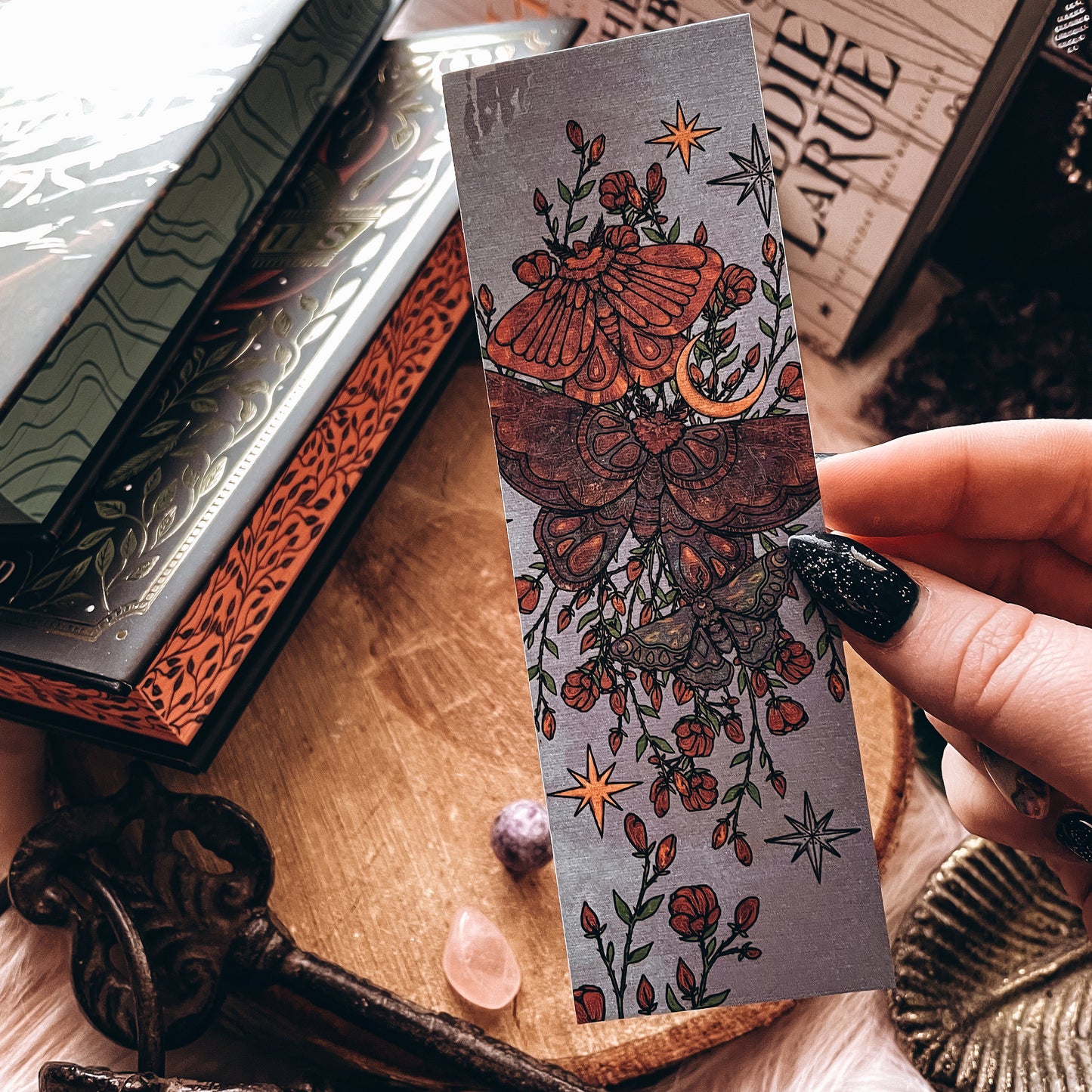 Floral Lunar Moth Bookmark